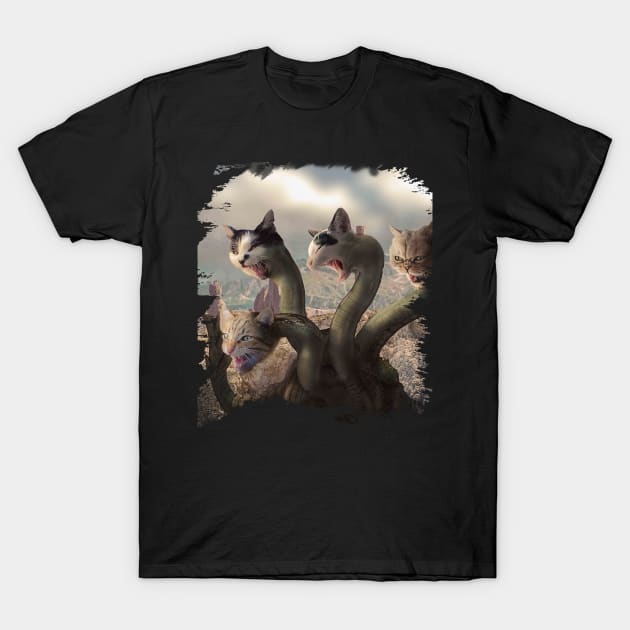 Evil Lernaean Hydra Dragon Cat T-Shirt by Random Galaxy